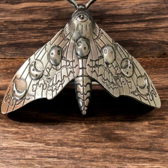 Gothic Moon Phase Moth Hair Clip Death Skull Insect Bug Barrett Silver Tone - Picture 11 of 15